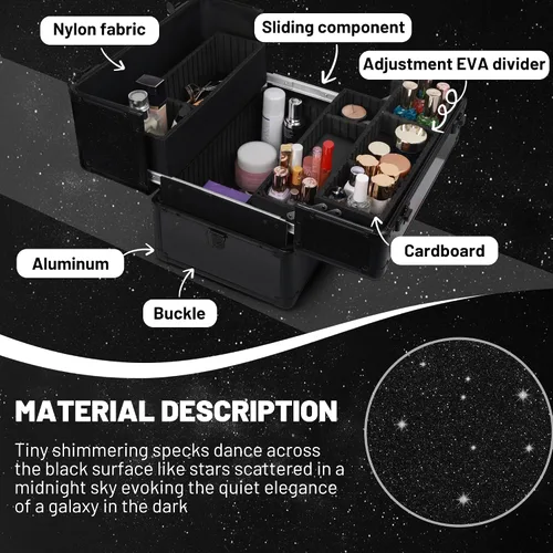 Miniatura 3 de Estuche de maquillaje grande para maquillaje, estuche organizador de cosméticos, caja de viaje portátil para artistas de maquillaje con 4 bandejas