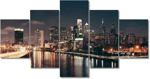 Miniatura 91 de TUMOVO Fotos en lienzo de Estados Unidos, Cincinnati, Ohio, Skyline at Dusk para tu sala de estar, impresiones de paisaje urbano de rascacielos