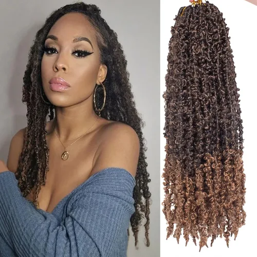Miniatura 57 de ZRQ Butterfly Locs Cabello de Ganchillo Corto 6 Paquetes Negro Cabello Bob de Ganchillo 8 Pulgadas Locs Sintéticos Desordenados Desgastados Trenzas