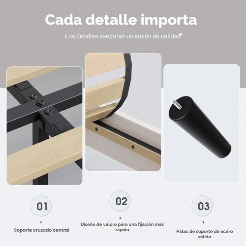 Miniatura 8 de EnHomee Marco de Cama Queen con Cabecera Alta de 51" Wingback, Cama Plataforma Tapizada en Terciopelo con Estación de Carga y Luces LED, No Necesita