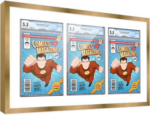 Miniatura 139 de Marco de cómic con paspartú para 8 CGC, CBCS o PGX Graded Comics - Marco de cómic blanco para cómics de 8.125 x 13 pulgadas Marco blanco