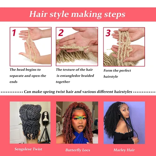 Miniatura 4 de Xtrend - Cabello trenzado de ganchillo con rizos de resorte, color rubio miel, 8 pulgadas, para rizos de mariposa desgastados, extensiones de 27#
