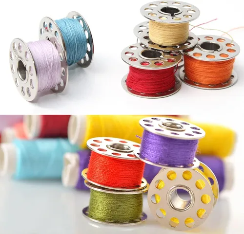 Miniatura 2 de 25 bobinas de metal, bobinas para máquina de coser, accesorios para máquina de coser, con caja de almacenamiento, bobinas de clase 15, adecuadas