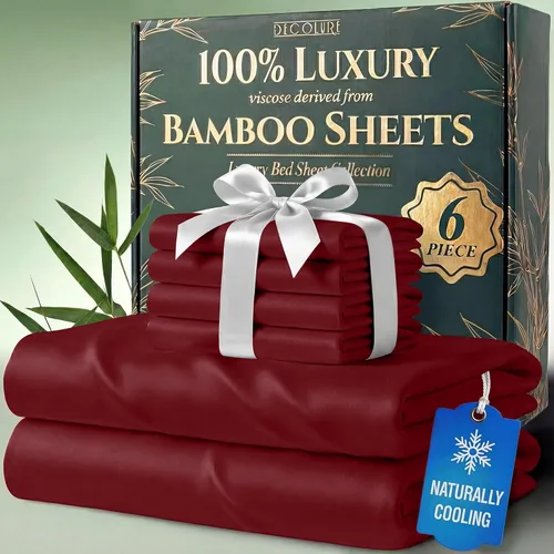Miniatura 13 de DECOLURE Juego de sábanas 100% viscosa derivada de bambú, tamaño individual, sábanas de lujo de 4 piezas de enfriamiento natural, juego de cama