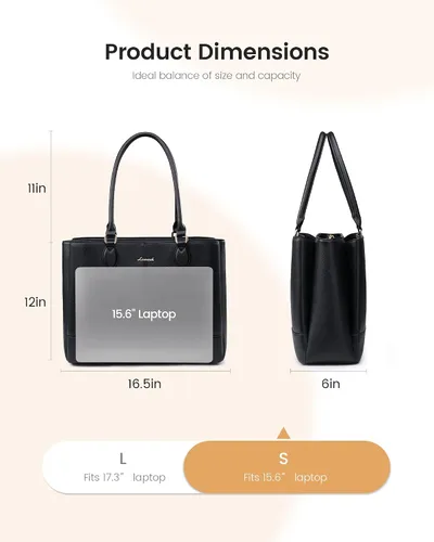 Miniatura 7 de LOVEVOOK: bolsa de mano para laptop para mujeres, bolsa de trabajo de cuero PU con 3 compartimentos, bolsa impermeable para computadora para viajes