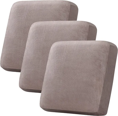 Miniatura 124 de H.VERSAILTEX - Funda de terciopelo elástica y afelpada para protección de cojines de sofá biplaza, silla o sofá, 2 piezas, tamaño grande, color gris