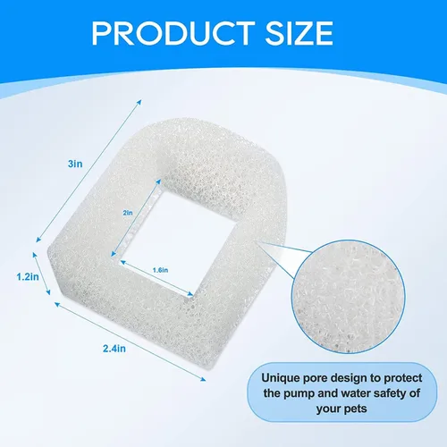 Miniatura 5 de Filtro de fuente de agua para gatos compatible con fuente de agua Petsafe, para filtros de fuente de mascotas Drinkwell, filtros de espuma