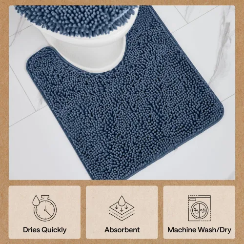 Miniatura 442 de Gorilla Grip - Tapete de baño de felpilla gruesa, suave y absorbente, secado rápido, de microfibra, con reverso de caucho, para piso de ducha, Nube