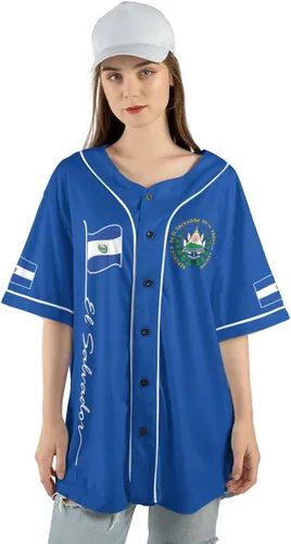 Miniatura 5 de Camiseta de béisbol de El Salvador personalizada,Camiseta personalizada con la bandera salvadoreña,Orgulloso Jersey Salvadoreña,Jersey del orgullo