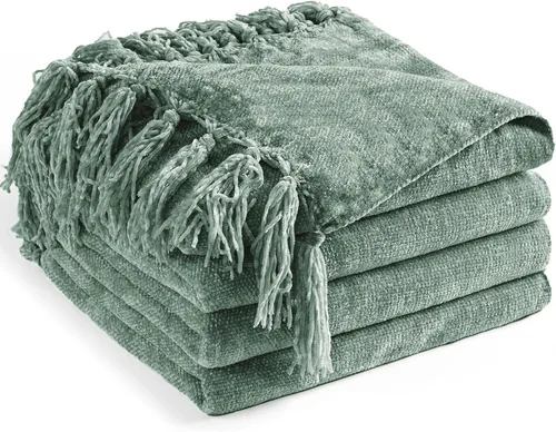 Miniatura 28 de Manta de Chenilla para Sofá 50"X 60", Mantas Suaves y Acogedoras con Flecos con Borlas para Cama Sofá Silla Cubierta, Mantas Decorativas Bohemias