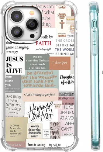 Miniatura 43 de Funda para Celular con Versículos de la Biblia, Colocación de Citas Cristianas de Jesús, Diseño Collage, Funda Protectora Suave de TPU de Moda