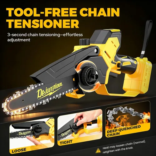 Miniatura 7 de Mini motosierra inalámbrica compatible con batería Dewalt de 20 V máximo, motosierra eléctrica pequeña de 6 y 8 pulgadas, sin escobillas, engrasador