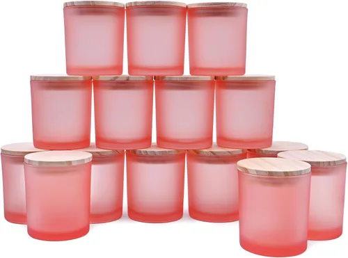 Miniatura 44 de SHOWIN Frascos de vela gruesos de 10 onzas para hacer velas 15 piezas, frascos vacíos con tapas de madera para hacer velas, contenedor de muestra