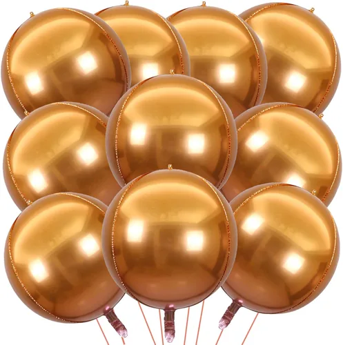 Miniatura 11 de KALOR Globos de papel de aluminio de 22 pulgadas de feliz año nuevo, 10 piezas, globos grandes 4D gigantes redondos de papel de aluminio metálico