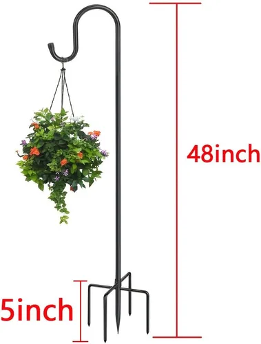 Miniatura 7 de Ganchos de pastor de 48 pulgadas, 2 paquetes para comedero de pájaros, colgador de comedero de pájaros, ganchos ajustables resistentes para 2