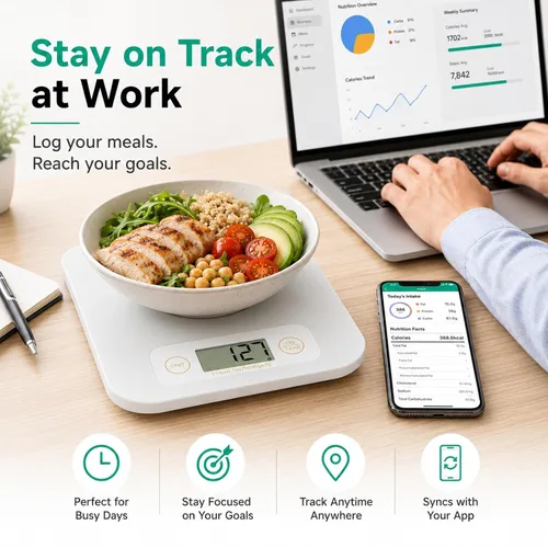 Miniatura 4 de URAMAZ Báscula de alimentos con calculadora nutricional, báscula digital de alimentos para báscula de cocina gramos y onzas, báscula inteligente