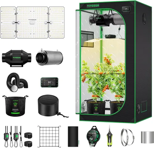 VIVOSUN GIY - Sistema de tienda de cultivo inteligente de 3 x 3, kit de tienda de cultivo integrado con WiFi, con ventilación y circulación