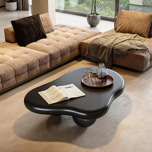 Miniatura 6 de Moderna mesa de centro Cloud con 3 patas redondas, mesas de centro de forma irregular, color crema, bonita forma libre, mesa central para sala
