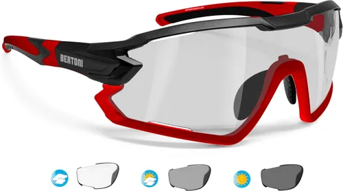 Miniatura 13 de Bertoni Gafas de sol deportivas polarizadas fotocromáticas ciclismo MTB con prescripción portador QUASAR Negro-Aguamarina/Espejo Azul