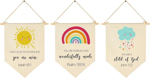 Miniatura 10 de Faith Hope Love-Arte de pared cristiano con texto en inglés "Flower-Scripture", decoración de bandera de arte para bebés, niños y niñas, recién