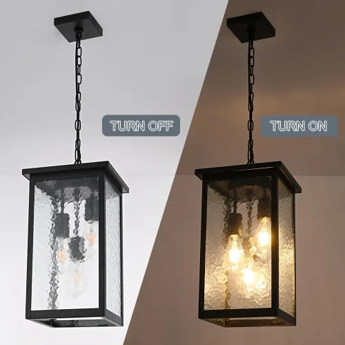 Miniatura 77 de TODOLUZ Lámpara Colgante de Exterior de 3 Luces Negra, Linterna Colgante Exterior Ajustable Luz de Porche