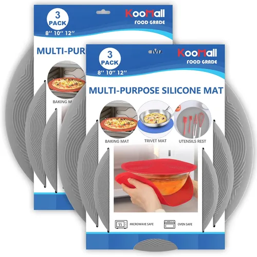 Miniatura 11 de KooMall Alfombrilla multiusos para microondas de 12, 10 y 8 pulgadas, salvamanteles, soportes para ollas, secar, hornear, tapete de lugar, soporte