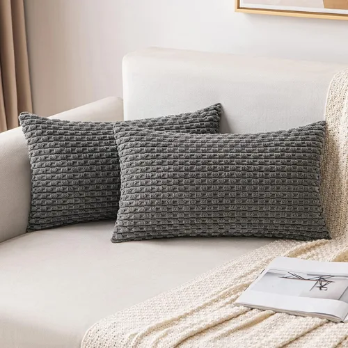 Miniatura 67 de MIULEE - Paquete de 2 fundas de cojín decorativas, modernas y boho, de terciopelo, con textura a rayas, para sofá, cama, sala de estar, decoración