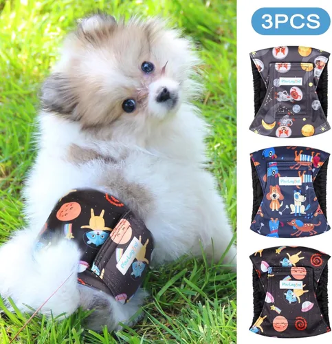Miniatura 3 de Paw Legend Pañales lavables para perros machos, pañales reutilizables para cachorros y perros machos (paquete de 3, S)