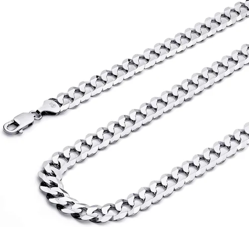 Miniatura 20 de Collar de cadena cóncava cubana cubana de 14 quilates, amarillo/blanco/oro de dos tonos, 0.551 in, 0.472 in, 0.374 in, 0.315 in, 0.276 in, 0.236 in