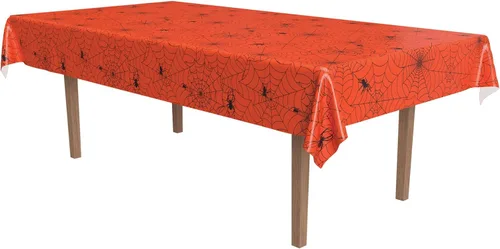 Miniatura 19 de Beistle Mantel de casa embrujada, 54 x 108 pulgadas, 2 piezas, mantel de plástico, mantel rectangular, mantel de Halloween, mantel de vacaciones