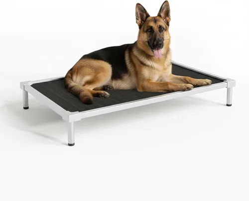 Miniatura 8 de Cama elevada para perros de tamaño mediano, aleación de aluminio a prueba de masticación, suministros resistentes para perros, cuna elevada