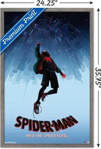 Miniatura 3 de Trends International Spider-Man de Marvel póster Into The Spider-Verse-Falling de 22.37 x 34 pulgadas, versión enmarcada en madera reutilizada
