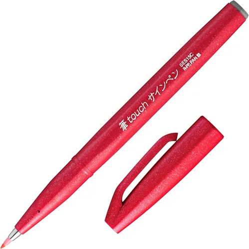 Miniatura 18 de Bolígrafo Pentel Fude Touch, negro, tipo pincel con punta de fieltro (SES15C-A)