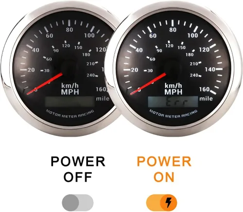 Miniatura 3 de MOTOR METER RACING W Pro 85mm 3-3/8" Velocímetro GPS Digital Odómetro 160 MPH/240 KMH Impermeable Dial Negro LED Blanco para Coche, Camión, Barco