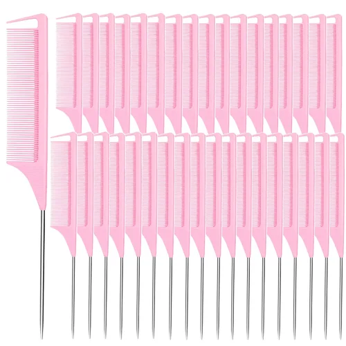 Miniatura 8 de Peines de separación de carbono de metal, 40 piezas para mujeres, niñas, para cabello rizado, trenzado, peinado (negro)