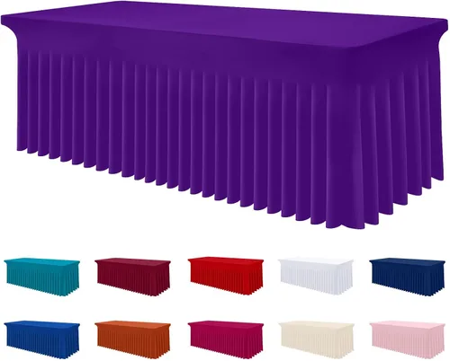 Miniatura 21 de Smiry Mantel de Spandex, Mantel Elástico Ajustable Extensible para Mesas Rectangulares de 6 Pies, Falda Cubierta de Mesa Impermeable y Lavable