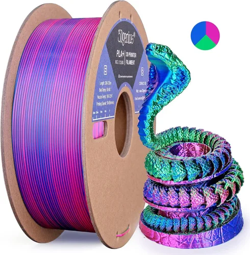 Miniatura 54 de Filamento de seda PLA para impresora 3D Filamento de seda PLA de triple color 1.75mm Filamento para impresión 3D Compatible con la mayoría de Tri