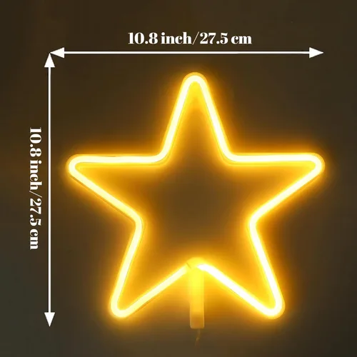 Miniatura 6 de ENUOLI Letrero de Neón LED Luces de Neón Estrella Luces de Neón Blancas Cálidas Luz de Pared de Neón Estrella Luz Nocturna LED Luces de Pared