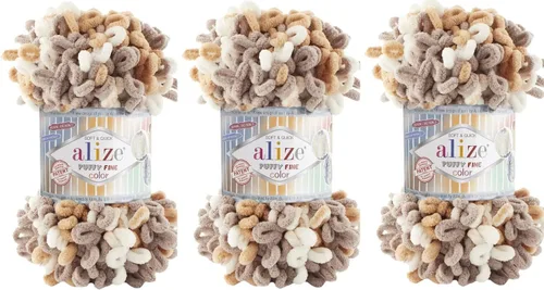 Miniatura 5 de Alize Hilo para manta de bebé de color fino, lote de 3 skn 10.58 oz 48yds 100% micropoliéster, hilo suave para tejer a mano, súper grueso, 5925