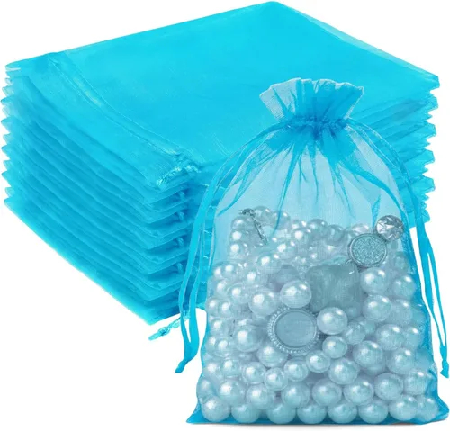 Miniatura 35 de Crweety 50 Piezas Bolsas de Organza Doradas de 3 x 4 Pulgadas, Pequeñas Bolsas de Regalo de Malla con Cordón para Favores de Boda, Despedida
