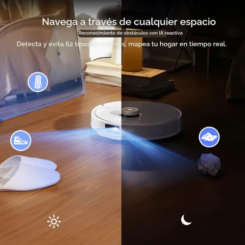Miniatura 7 de roborock Qrevo Curv Robot Aspirador y Trapeador, Succión de 18,500 Pa, Sin Enredos, Chasis AdaptiLift, Tecnología FlexiArm, Lavado de Trapeador