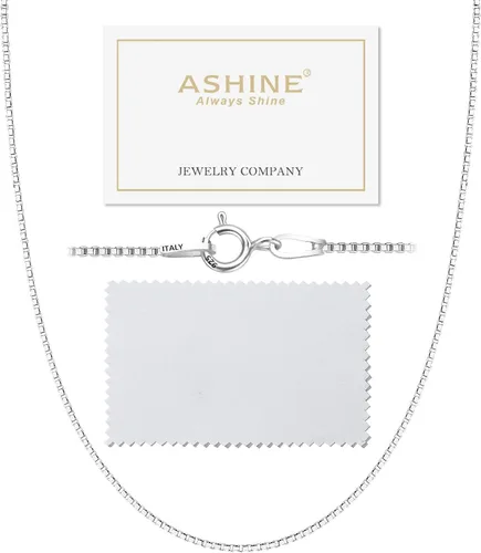 ASHINE 925 Sterling Silver Box Chain Necklace for Women, 1mm 0.8mm Replacement Link Chain for Pendants, Dainty & Sturdy Necklace Available in 16-36