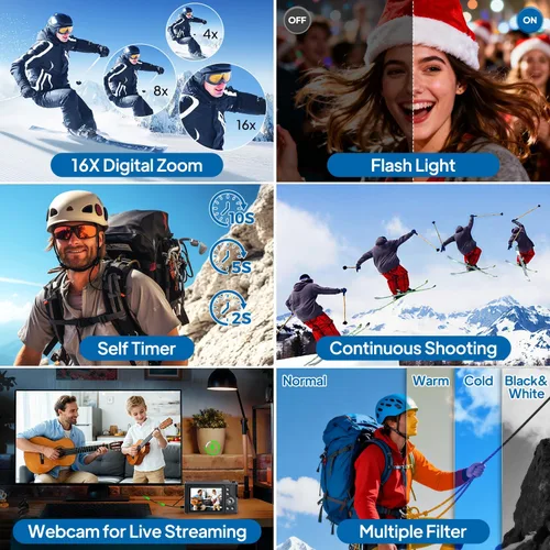 Miniatura 3 de Cámara digital 4K para fotografía, Focusinc de 56 MP y 3 pulgadas, pantalla abatible de 180°, enfoque automático para vlogging y cámara de disparo