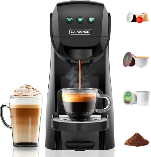 Warriors1 - Cafetera de una sola porción para Keurig K Cup, máquina de café espresso para Nespresso Original, cápsulas Dolce Gusto, café molido,