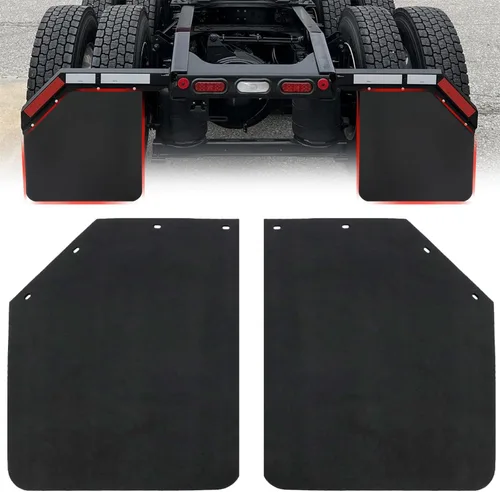 Miniatura 21 de 2 aletas de polímero de 24 x 24 pulgadas en ángulo negro resistente, protección universal contra salpicaduras para semirremolques, tractores