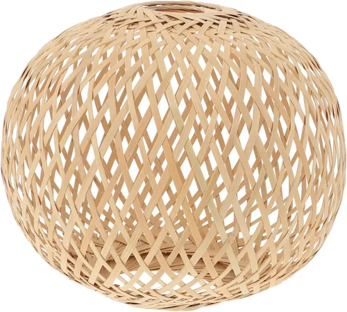 Pantalla tejida de bambú para interiores, accesorio de cubierta de luz colgante para dormitorio, pantalla de lámpara de estilo simple para