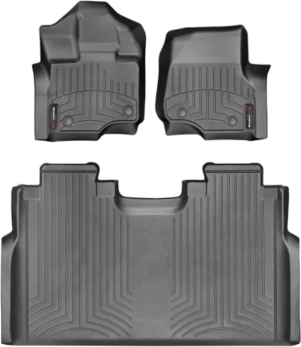 WeatherTech FloorLiners de ajuste personalizado para Ford F-150, F-150, 1ª y 2ª fila (44697-1-4), Negro