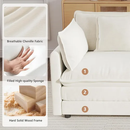 Miniatura 5 de mikibama - Sofá seccional modular, sofá en forma de L de 76.4 pulgadas para sala de estar, sofá cama cómodo tipo nube con otomano móvil, combinación
