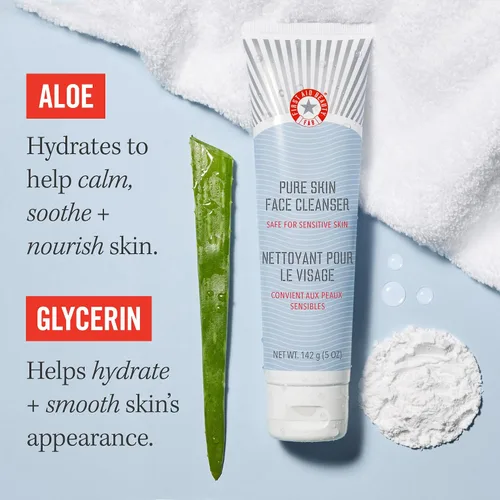 Miniatura 3 de First Aid Beauty - Limpiador facial Pure Skin, elimina eficazmente el maquillaje, la suciedad y las impurezas, limpiador suave deja la piel suave