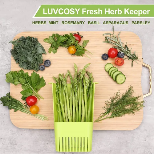 Miniatura 4 de LUVCOSY Herb Keeper, protector de hierbas de plástico sin BPA con una cesta interior para cilantro, menta, perejil y espárragos, mantiene